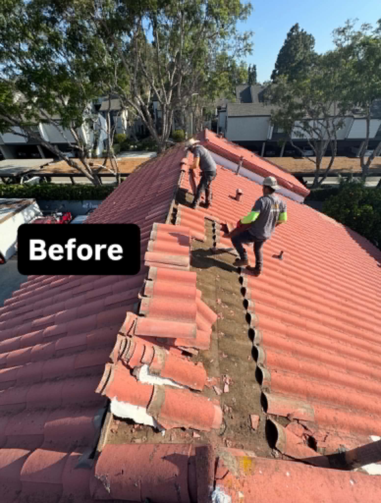 Roof before restoration — damaged shingles and wear treated by Better Days Construction